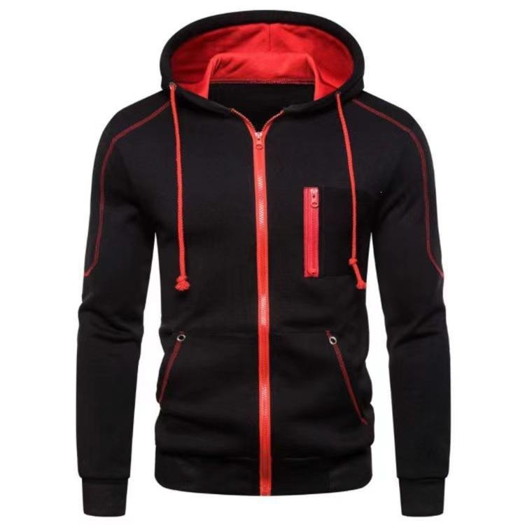 New cardigan zipper hooded sweater set, digital leisure sports solid color men's sweatpants