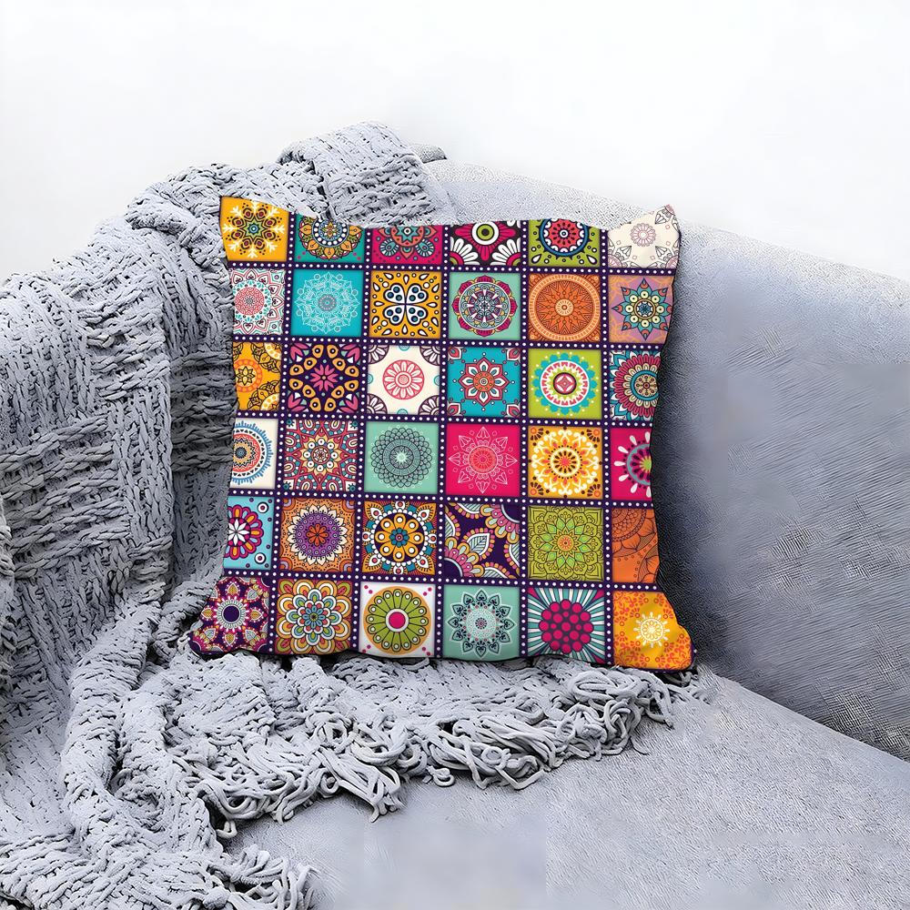 Bright Mosaic Pattern Print Cushion Cover Premium Comfort Reversible Pillow Cove Two in One Design for Any Room Car Interior