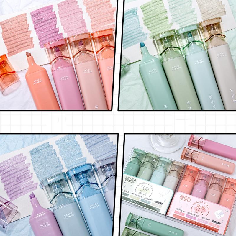 4 шт./компл., блестящая ручка-маркер, устойчивые к размазыванию чернила на водной основе для сверкающих заметок, ручка-планировщик для журналов, канцелярские принадлежности