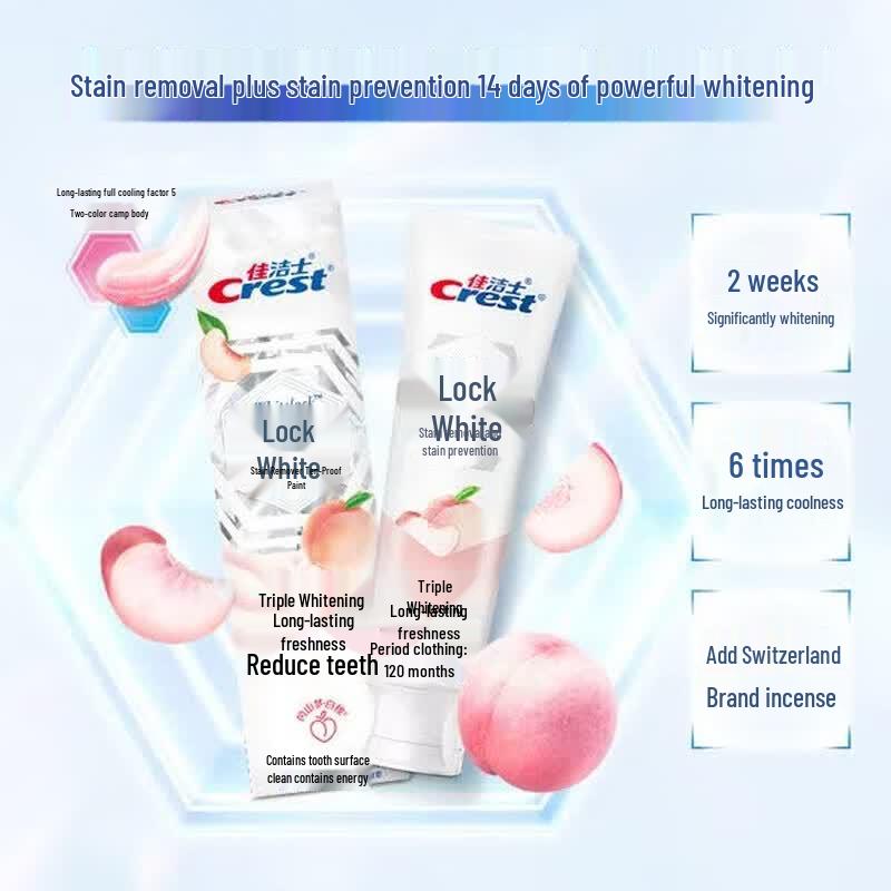 Crest Dual Color Lock White Peach Whitening Toothpaste