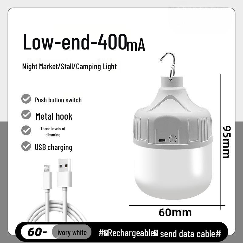 Rechargeable LED Emergency Light Bulb for Outdoor Stalls and Camping - Energy-Saving Wireless Lamp