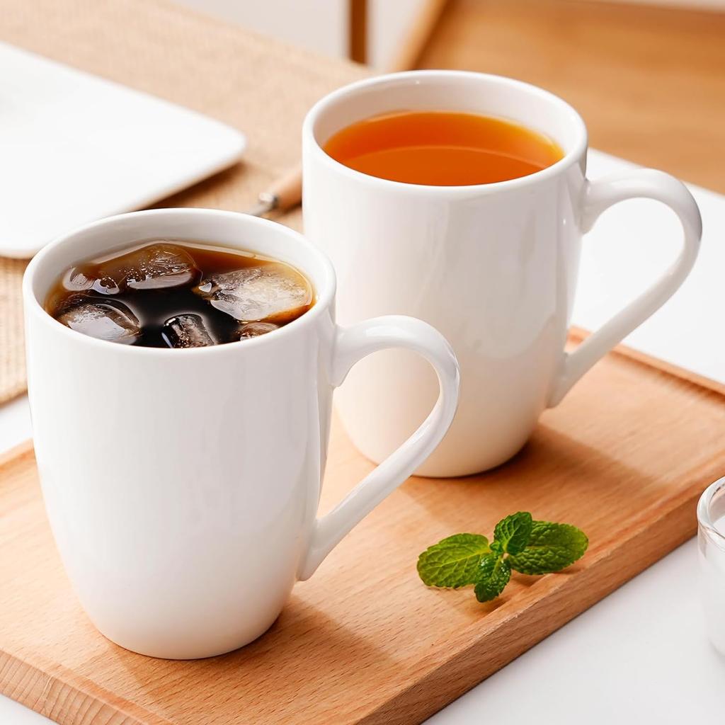 2 шт. Кофейная кружка из костяного фарфора 370 мл Керамическая чайная чашка Белые кофейные кружки для латте, чая, капучино, какао - Можно использовать в микроволновой печи