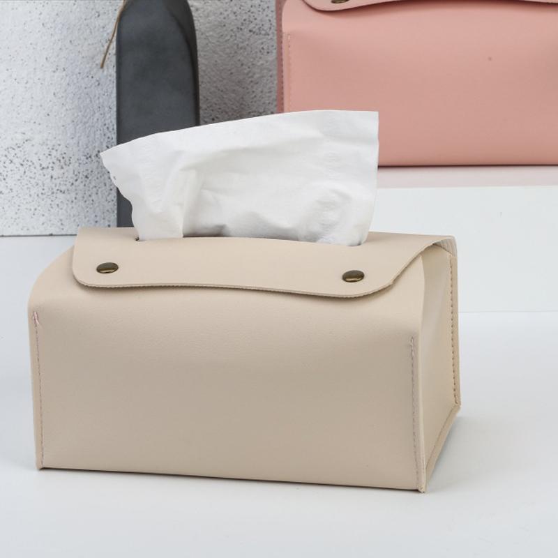 1Pcs Household Pu Leather Tissue Box Desktop Decoration Suitable For Dining Room Living Room Kitchen Tissue Storage Box