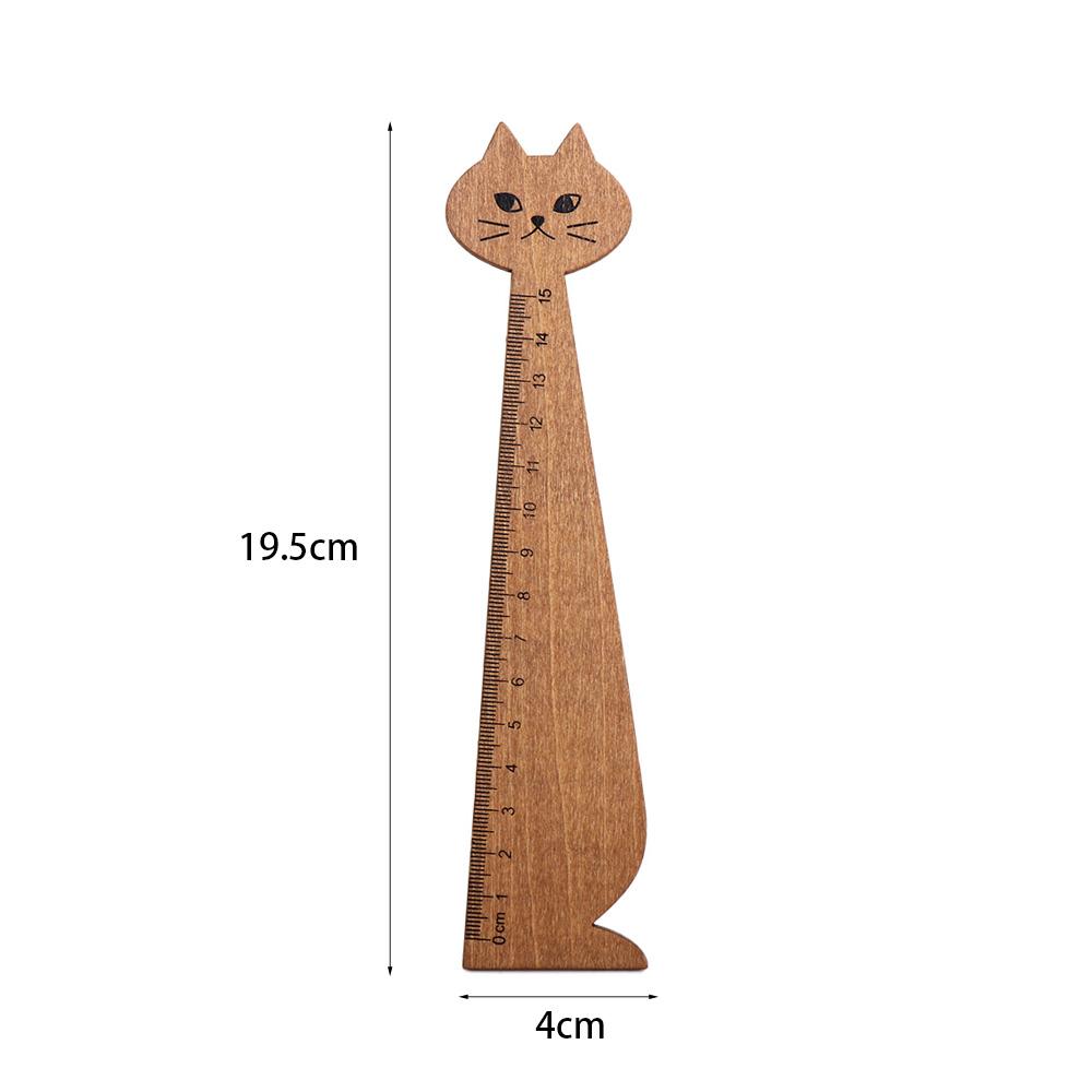 1PC Wooden Cute Cartoon Cat Household Straight Ruler Student Tools Sewing Ruler Drawing Ruler