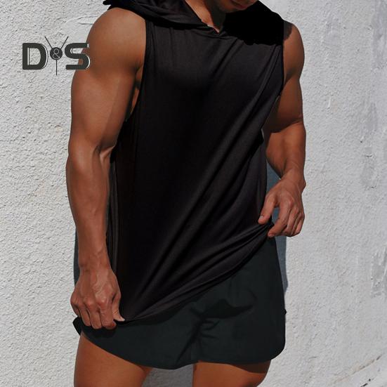 Мужской спортивный жилет, тонкий, свободный, с капюшоном, быстросохнущий, однотонный, легкий, эластичный, для баскетбола, бега, спортзала, тренировок