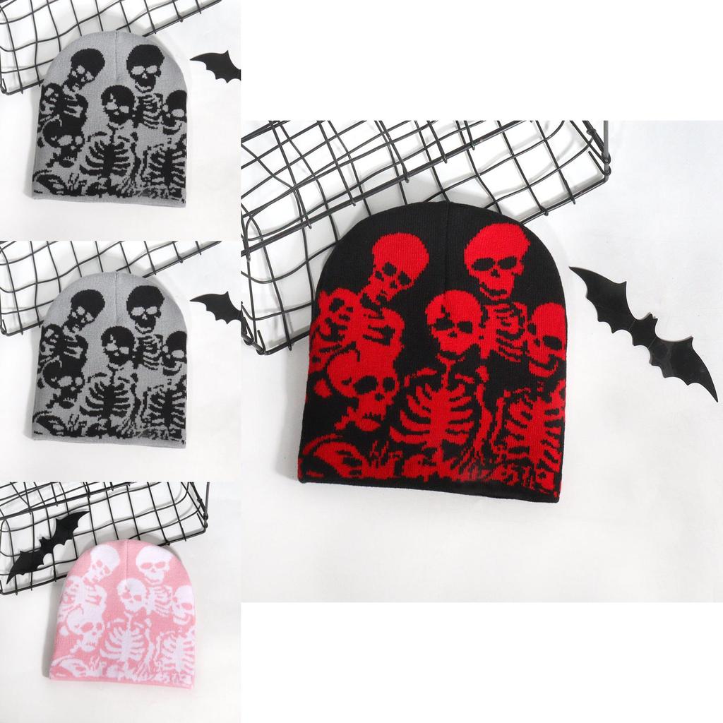 Модная вязаная шапка с дизайном черепа и функцией сохранения тепла для молодежного городского стиля