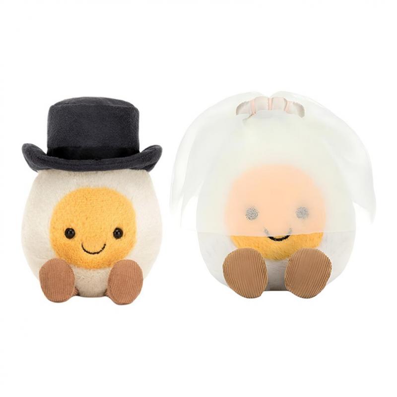 Jellycat Забавная свадебная серия Британский Jellycat Жених и невеста Набор с вареным яйцом Набор кукол Плюшевая кукла Сидячее положение Высота 11 см