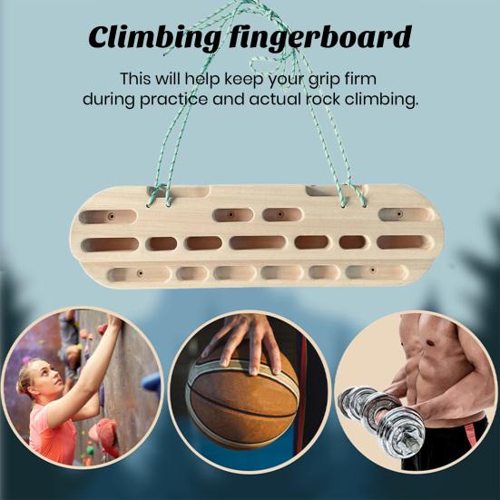 Rock Climbing Hangboard Wooden Hand Grip Finger Forearm Strengthener Trainer Pull Up Bar Hanging Fingerboard Climbers Athletes Gift