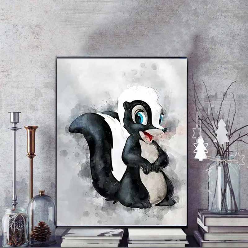 Disney Diamond Painting Bambi and Flowers Watercolor Art Painting Cartoon Diamond Painting Full Diamond Cross Stitch DIY Gift Home Decoration