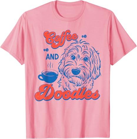 Coffee And Doodles Funny Doodle Coffee Club Pet Lover Design Tshirt Y2k Cute Puppy Dog Comic Graphic Clothes Womens Fashion Tee