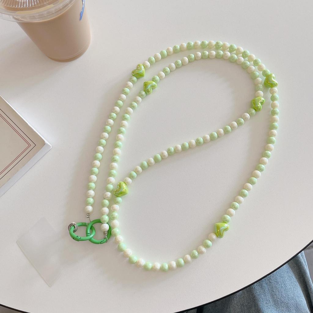 Красочный цепочный ремешок для телефона через плечо с бусинами в форме сердца - Защита от потери, Подходит для всех чехлов