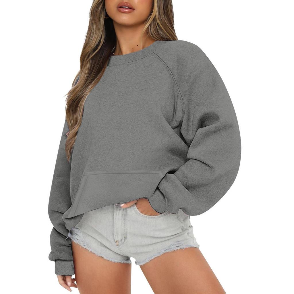Women Autumn Winter Tops Women's Long Sleeve Sweatshirt Casual Crewneck Loose Fit Pollover Fleece Tops