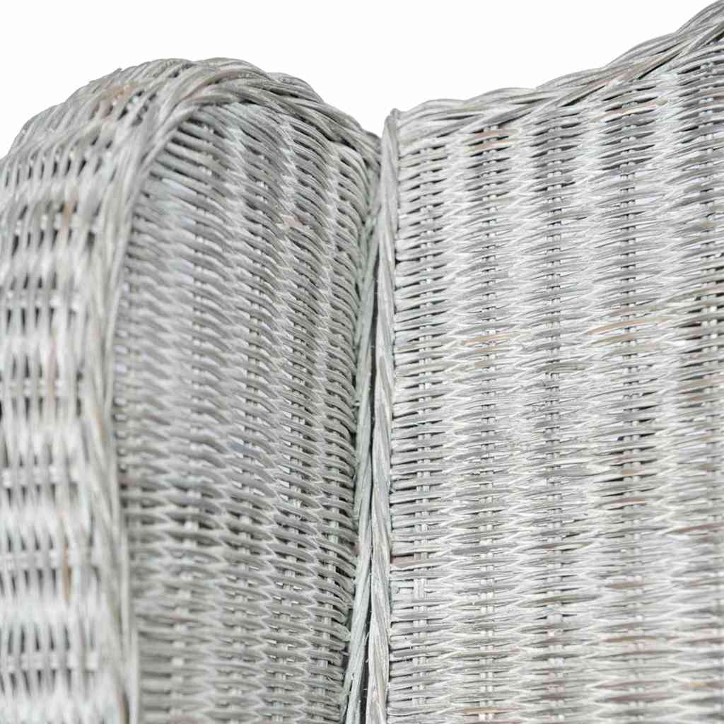 Armchair with Cushion Grey Natural Rattan and Linen