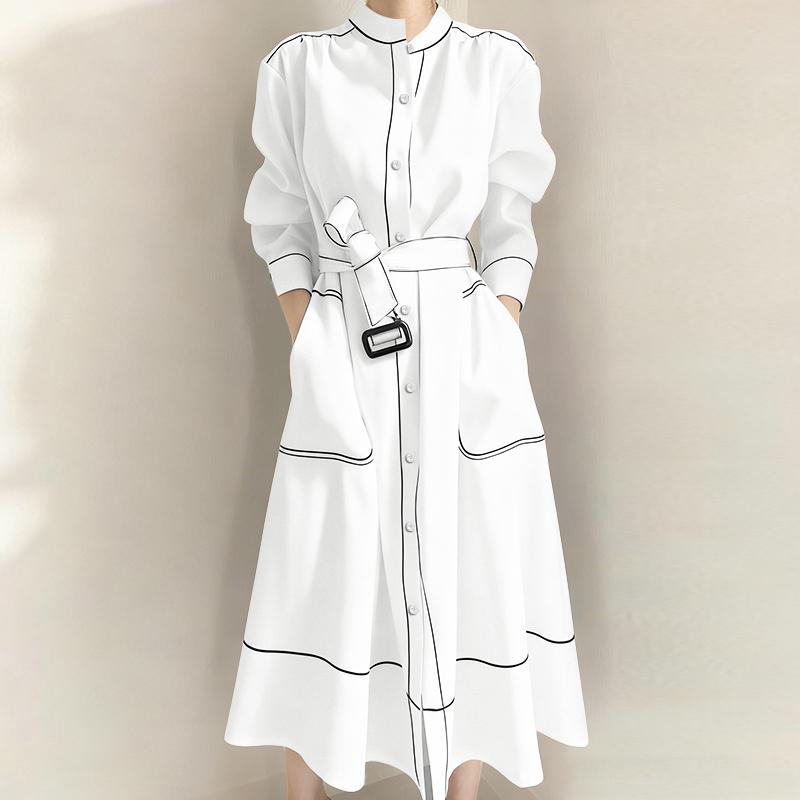 ZANZEA Женское повседневное платье с круглым вырезом, однотонное, с длинным рукавом, свободного кроя