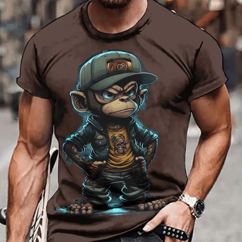 Новая летняя мужская модная футболка с принтом Angry Monkey, мужская футболка, топ