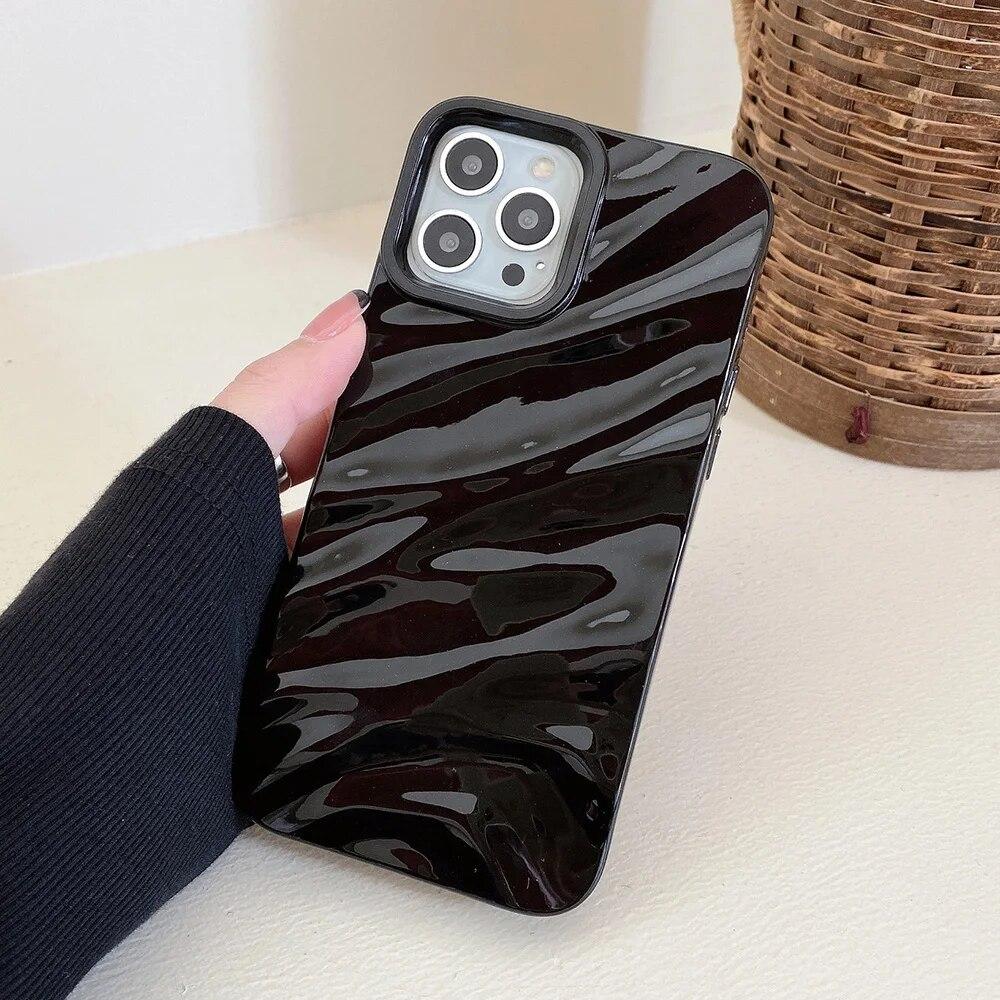 Роскошный чехол для телефона с 3D шелковым волнистым узором для iPhone 14 Pro Max, чехол для iPhone 11 12 13 15 Pro Max XR XS 7 8 Plus SE, однотонный чехол