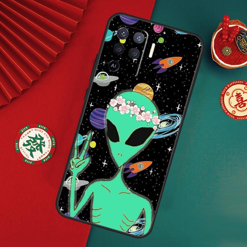 Aesthetics Cartoon Alien Space Case For Oppo A80 A40 A60 A6 A5 Pro A15 A16 A17 A57 A94 A74 A54 A76 A96 A18 A38 A58 A78 A98
