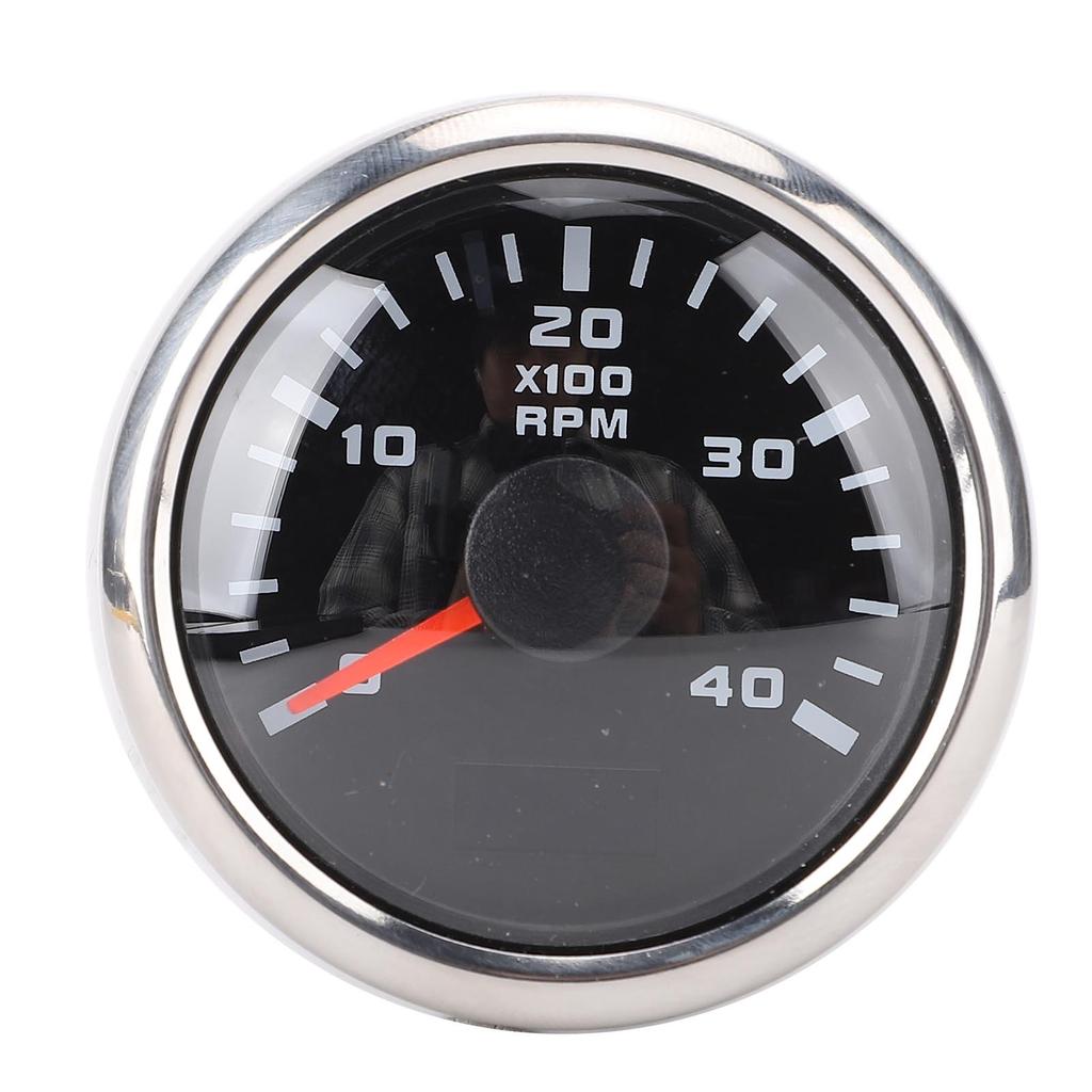 52mm Engine 4000RPM Tachometer Gauge with Hour Meter 7 Color Backlight for Truck Tractor Car RV Boat DC 9 To 32V Black