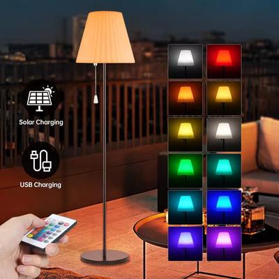 Солнечный напольный светильник LED Наружный Внутренний светильник Изменяемый цвет С пультом дистанционного управления USB-зарядка Настольная лампа Для дома Сада Двора