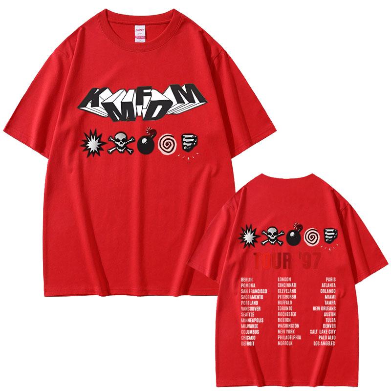 Rock Band Kmfdm Tour 97 Graphic T Shirts Unisex Women Vintage Gothic Punk Tshirt Unsiex Pure Cotton Casual Oversized Short Sleeve