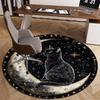 Черный кот на луне круглый ковер фэнтези ночное небо звездный узор декор пола спальни мистическое искусство животных мягкий ковер