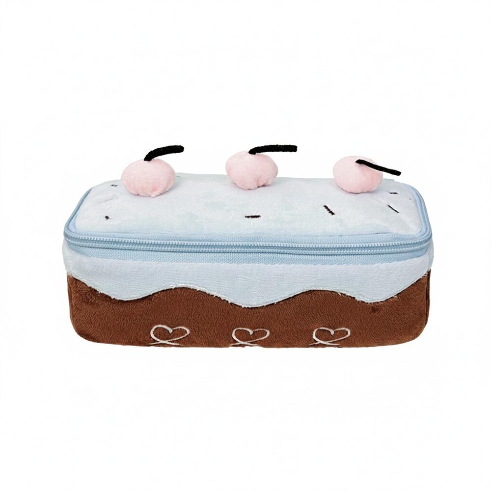 Cherry Cake Design Pen Bag Plush Pencil Pouch Durable Stationery Organizer Bag School Office