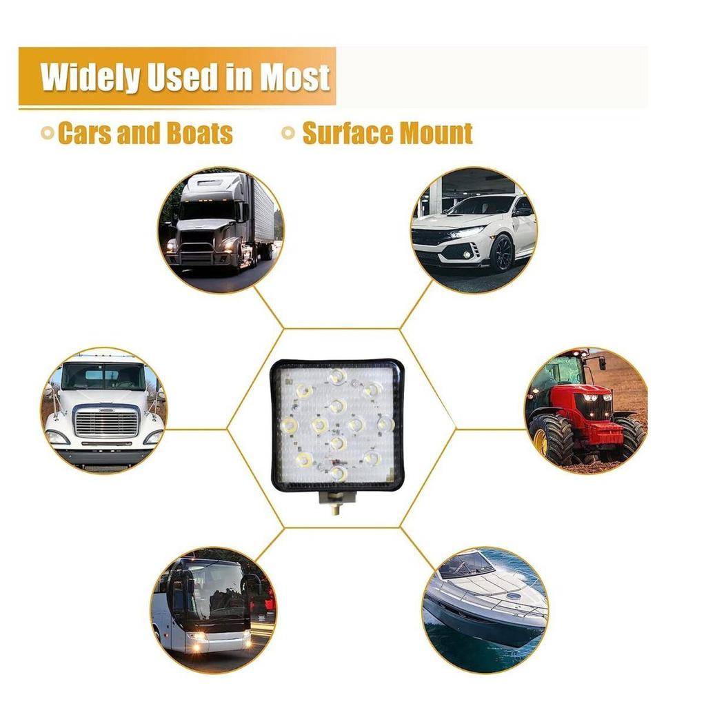 Светодиодные фары-поды 4,1 дюйма 24 В квадратные светодиодные внедорожные фары для трактора заливающего света | Противотуманные фары-поды для внедорожника, грузовика, трактора JCB (Пакет из 4)