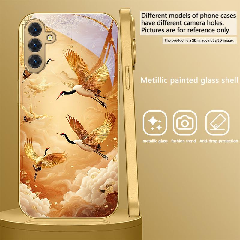 Таинственный черный кот Для Samsung Galaxy S26 S20 FE S21 S22 S23 Plus S24 Ultra S25Ultra S21+ S22Plus Золотой стеклянный чехол для телефона