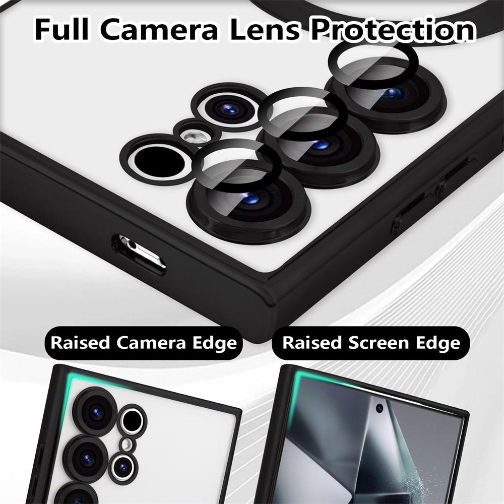 Прозрачный чехол с покрытием для Samsung Galaxy S24 S23 S22 S21 S20 FE Ultra Plus Note 20 Ultra MagSafe, чехол для беспроводной зарядки