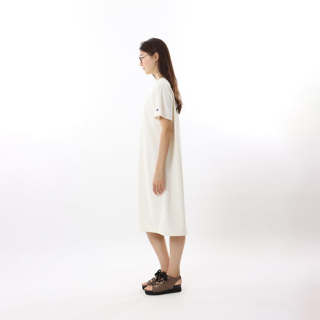 One Piece Short Sleeve Embroidered Script Logo One Piece Dress Casual [Champion] Women's CW-Z318 Off-White