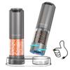 CIRCLE JOY Rechargeable Electric Salt and Pepper Grinder Set with Base, Aluminum Alloy Pepper Mill, 95ml Container, White LED Light, and Adjustable Ex