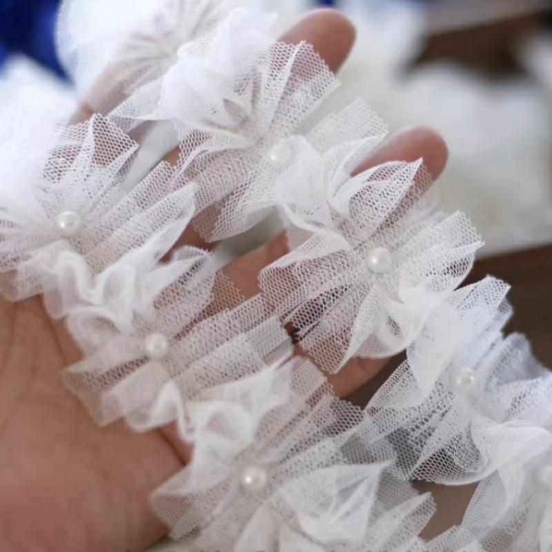 Best center nail bead pleated fluffy Felt photo frame lace dress skirt shoulder strap Tie bag Quiet book sewing material Ribbon