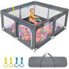 Манеж большой детский моющийся мягкий манеж с серым ограждением 120 x 120 см, манеж, манеж, нескользящее основание, черный,