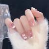 24Pcs False Nails Cute Rabbit Fake Nails Love French Nail Tips Fashion Nail Art Tools with Glue