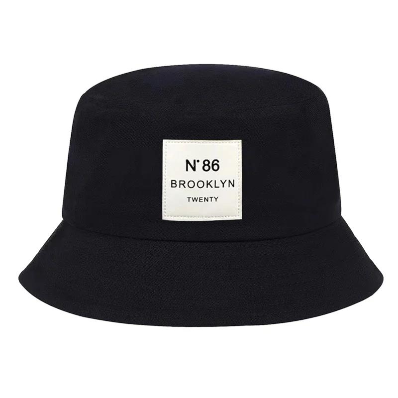 Унисекс Шляпа-ведро Панама Brooklyn с кожаной этикеткой Рыбацкая шляпа Для улицы Защита от солнца Шляпы для мужчин Женщин