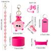 Floral Themed Thermal Cup Accessories Set Bottle Handle Strap/Silicone Cup Boots/Spill Proof Stopper/Hairball Charm Kit
