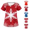 Женская модная рождественская футболка с принтом и двойным карманом, топ с короткими рукавами
