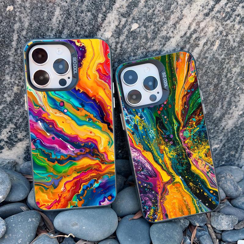 New Retro Color Texture Pattern Phone Case For iPhone 15 14 Pro Max Plus 16 Pro Max 13 Mini 12 11 Pro Max Shockproof Laser Cover