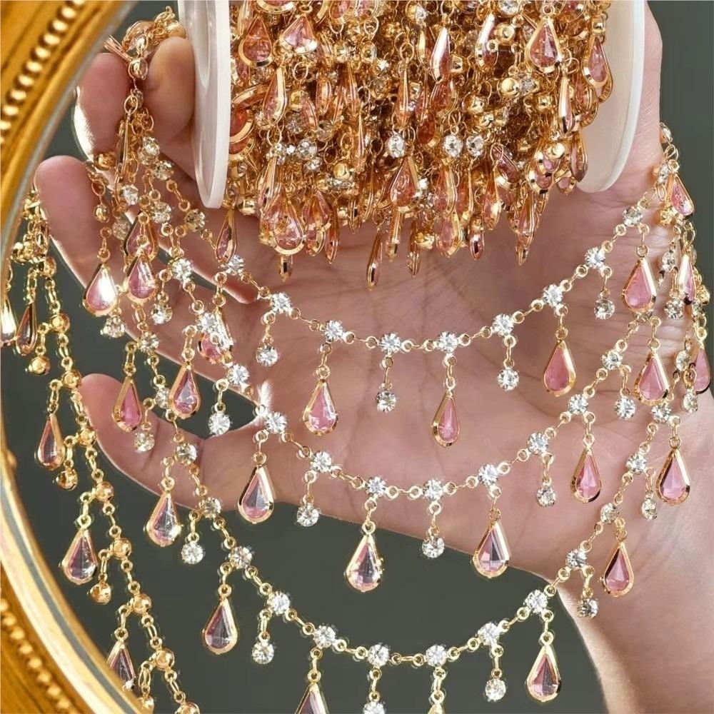 Clear Crystal White Rhinestone Beads Crystal Glass Chain For Necklace Anklet Bracelet
