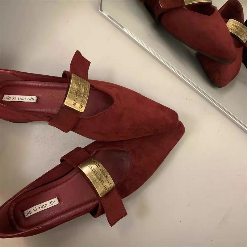 Модные женские балетные туфли с острым носком для танцев 2024 года, новые дизайнерские туфли-лоферы из замши на мягкой подошве с высоким каблуком, женская обувь