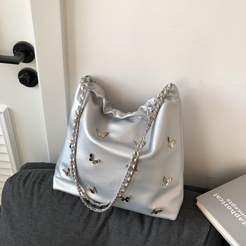 Personalized Shoulder Bag Three-dimensional Butterfly Women Casual Soft Pu Large Capacity Chain Handbag New Bucket Crossbod Bags