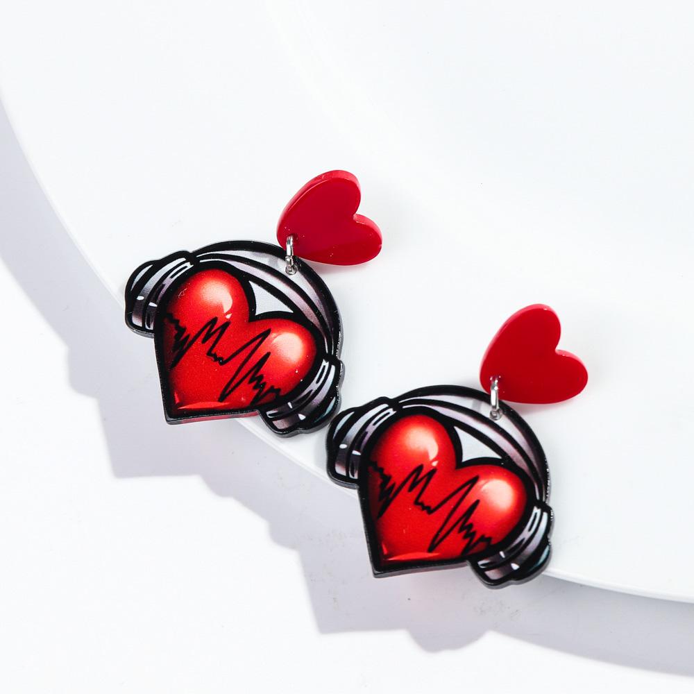 New Music Love Heart Acrylic Earrings for Women Creative Musical Note Peach Drop Earring Trendy Jewelry Valentine's Day Gifts