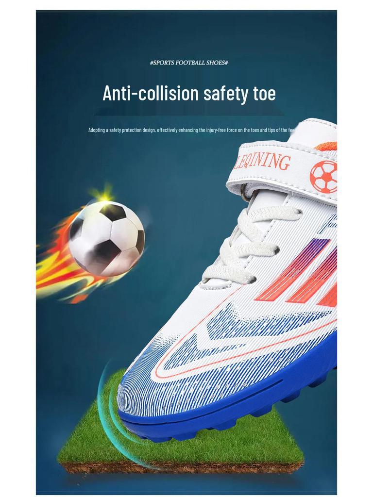 Детские противоскользящие футбольные бутсы на липучках для искусственного покрытия для мальчиков и девочек - Износостойкие тренировочные бутсы для соревнований