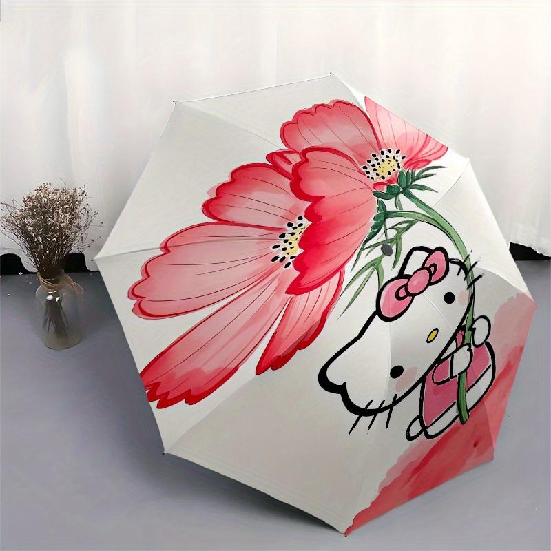 Hello Kitty,Flower Automatic Umbrella-Foldable, Durable 8-Bone Design, Compact and Stylish, Great for Camping, Halloween, Christmas, Mother'
