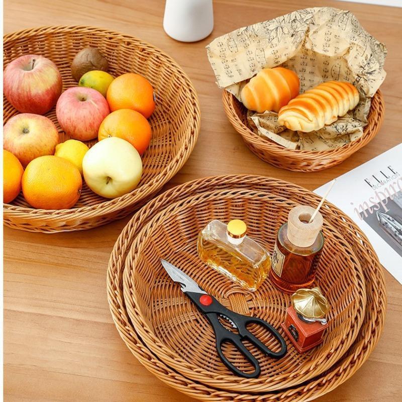 Rattan Fruit Basket Supermarket Display Basket Rattan Supermarket Fruit And Vegetable Basket Round Fruit Basket
