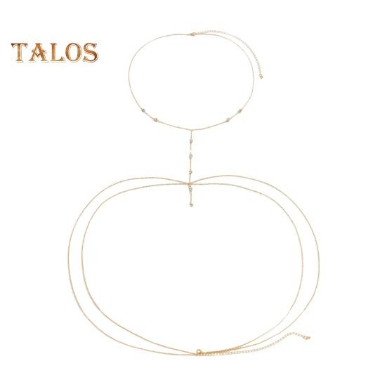 Женская цепочка для тела с двухслойным декором из стразов, регулируемая цепочка для груди, украшения для женщин на выпускной вечер, низкое платье, парное ожерелье