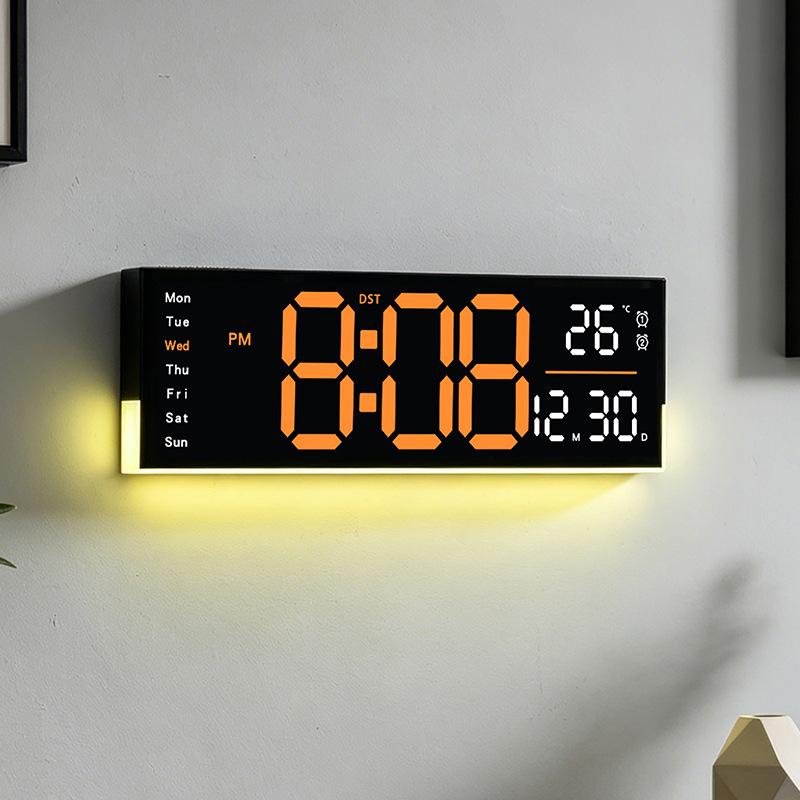 LED Minimalist Digital Large Screen Wall Clock, Living Room Multifunctional Ambient Light Clock 6699/5539