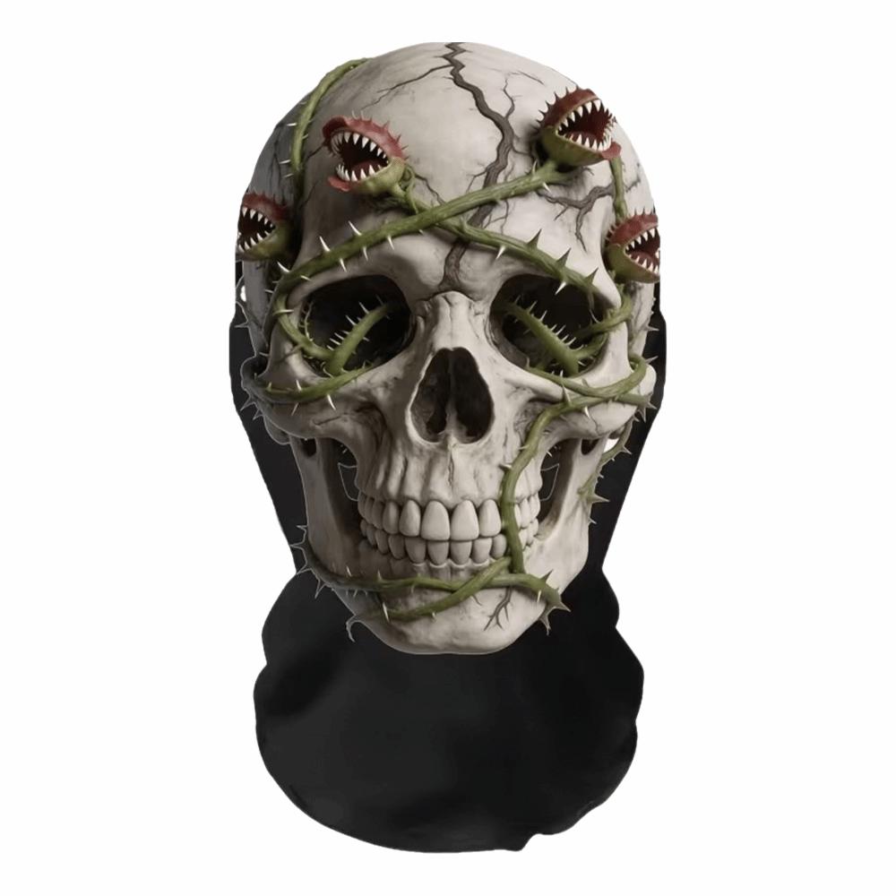 2D Flat Printed Full Face Mesh Headgear Breathable Halloween Cosplay Mask Skull Zombie Mask Prank