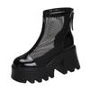 Черные женские ботильоны на платформе в готическом стиле с толстой подошвой, дышащие летние ботинки, женские ботинки в стиле панк на массивном высоком каблуке
