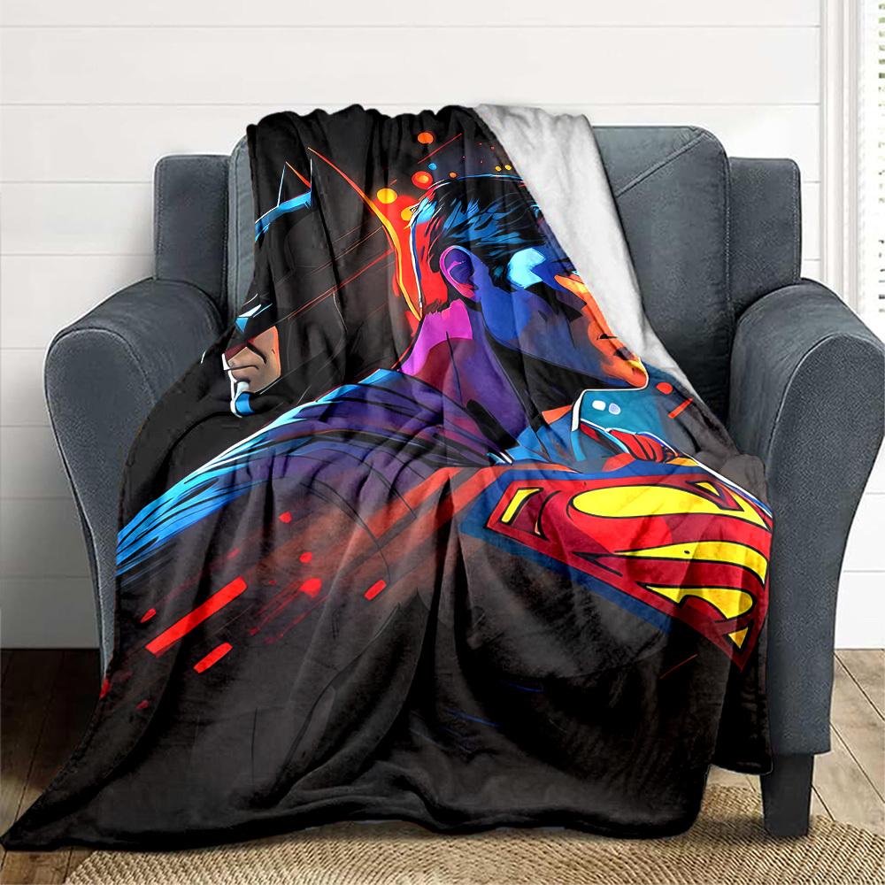 1pc Superhero Batman Flannel Throw Blanket Lightweight Soft Warm All Season Blanket for Sofa, Bed, Travel,L1028059